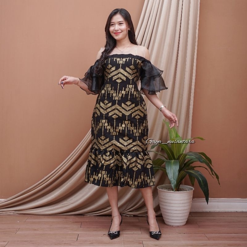 dress pesta andini - dress batik pesta - dres batik kekinian - dress batik modern