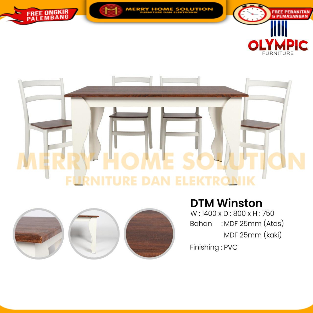 olympic meja makan /dinning table 4 kursi DTM WINSTON