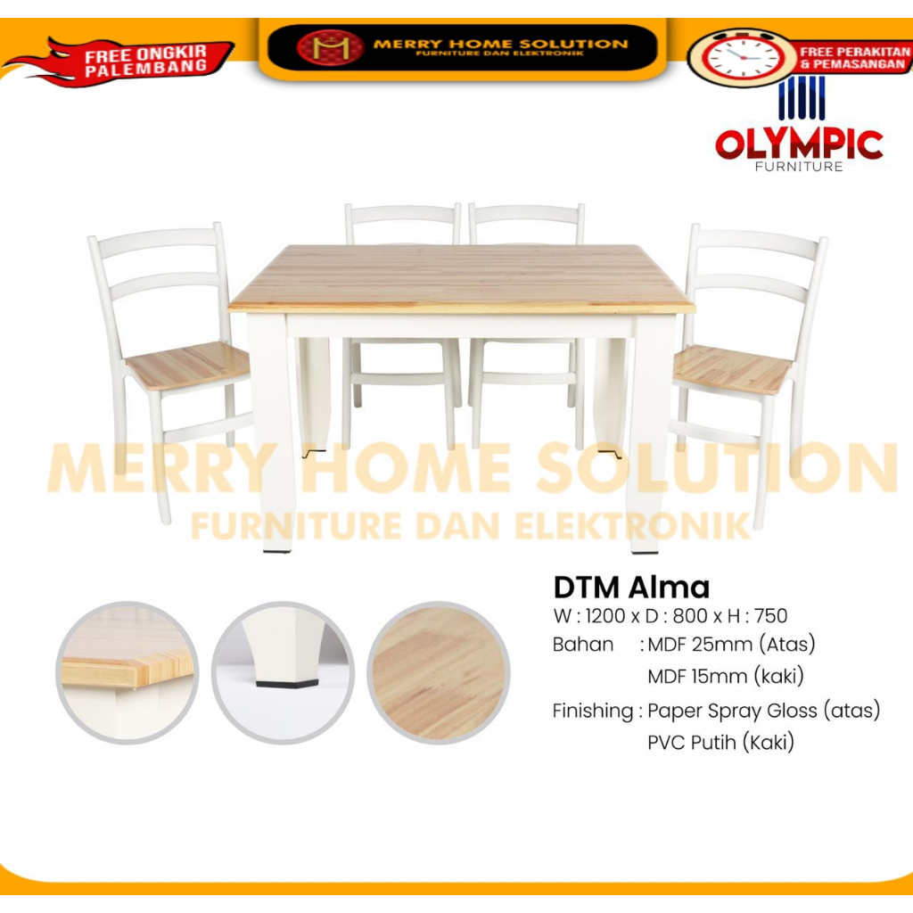olympic dinning table /meja makan kayu /DTM ALMA