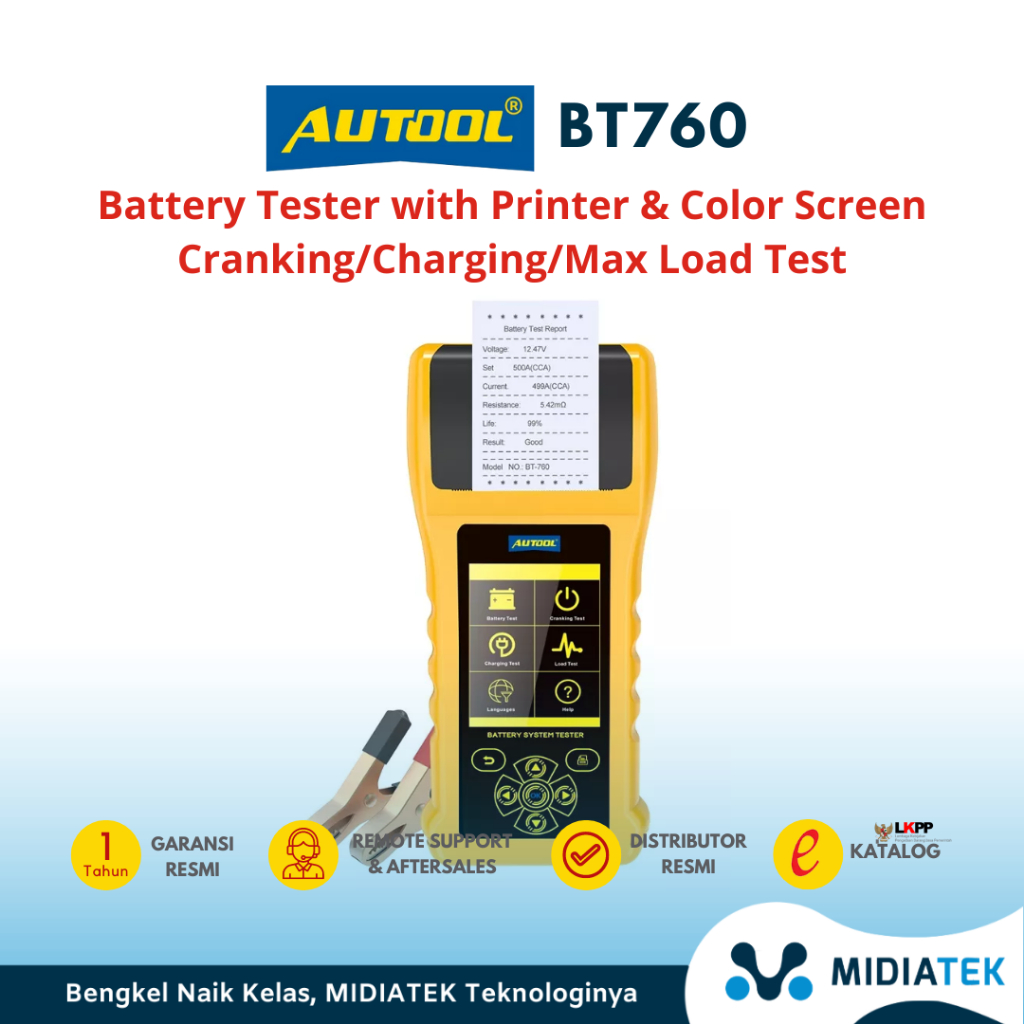 AUTOOL BT760 6-32V Car Battery Load Tester