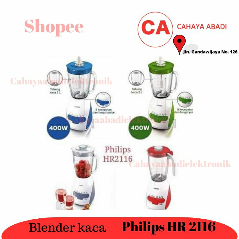 PHILIPS blender kaca 2 L HR 2116 HR2116