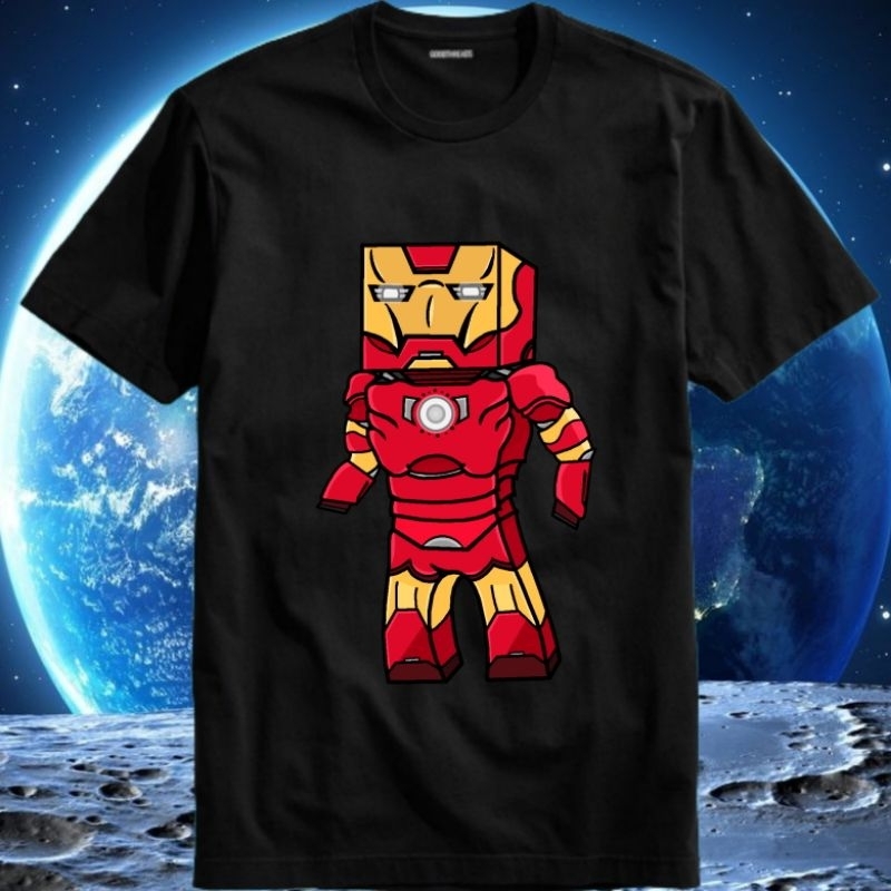 Baju Kaos Tshirt T Shirt Pria Laki Cowok Cewek Perempuan Unisex Anak Superhero Super Hero Iron Man I