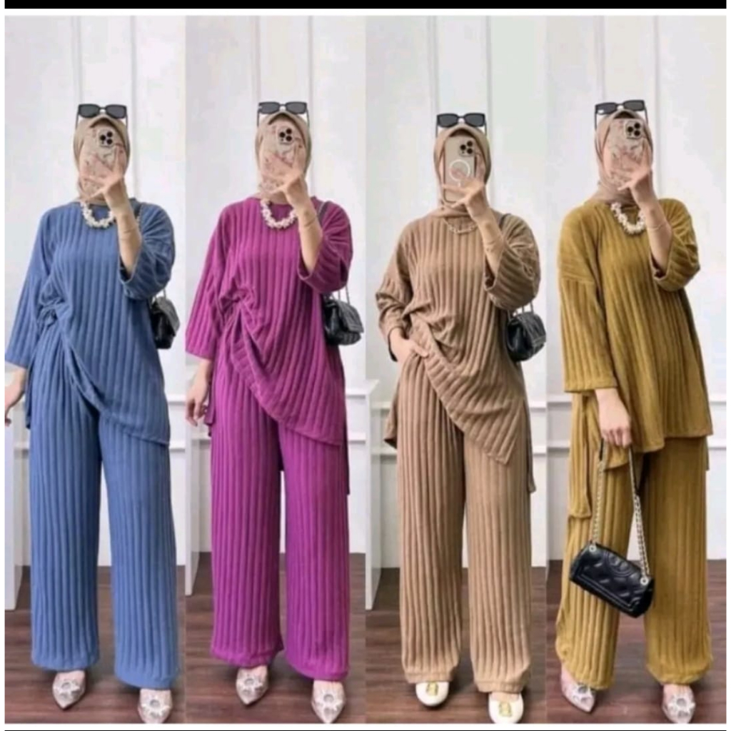 One Set Knit Hornets Premium Viral Setelan Knit Import Jumbo One Set Knit Import Baju One Set Wanita
