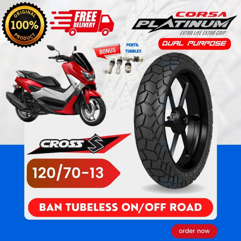 [READY COD] (READY STOCK) BAN CORSA TUBELESS PLATINUM CROSS S RING 13 / BAN LUAR CROSS-S RING 13 ( 1