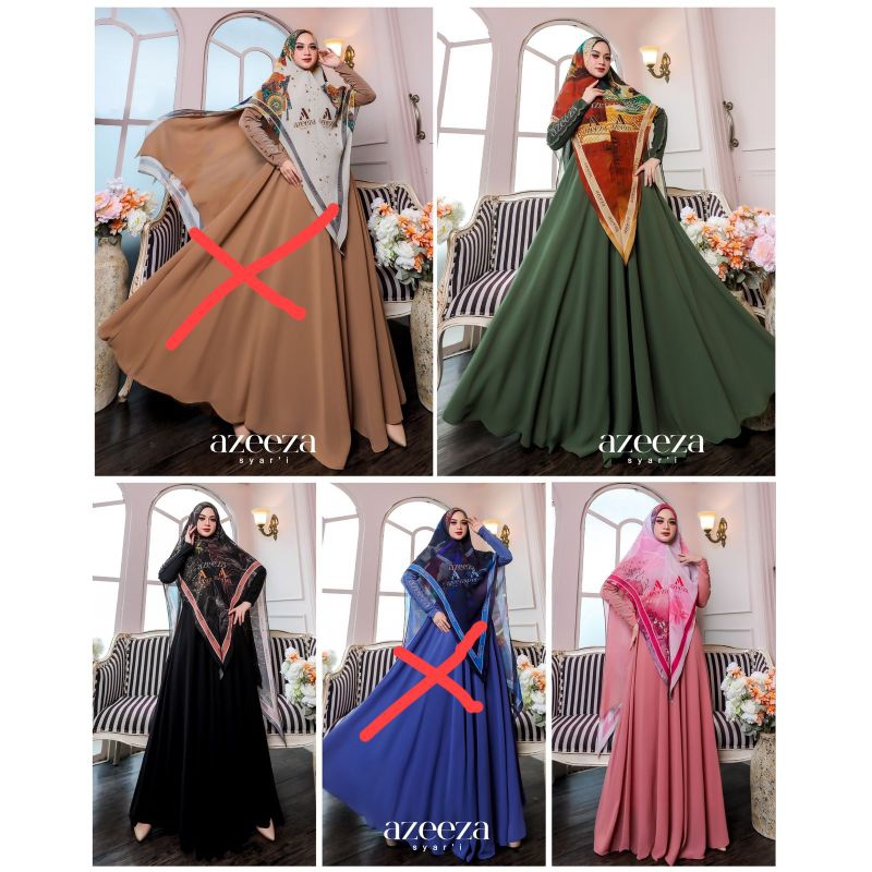 Gamis set Khimar bahan ceruty babydoll MAHALINI SERIES by AZEEZA syar'i