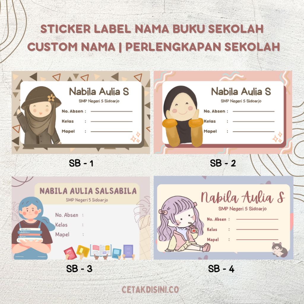 

[cetakdisini.co] Sticker Label Nama Buku Pelajaran Sekolah | 1 pack isi 40pcs | Perlengkapan Sekolah