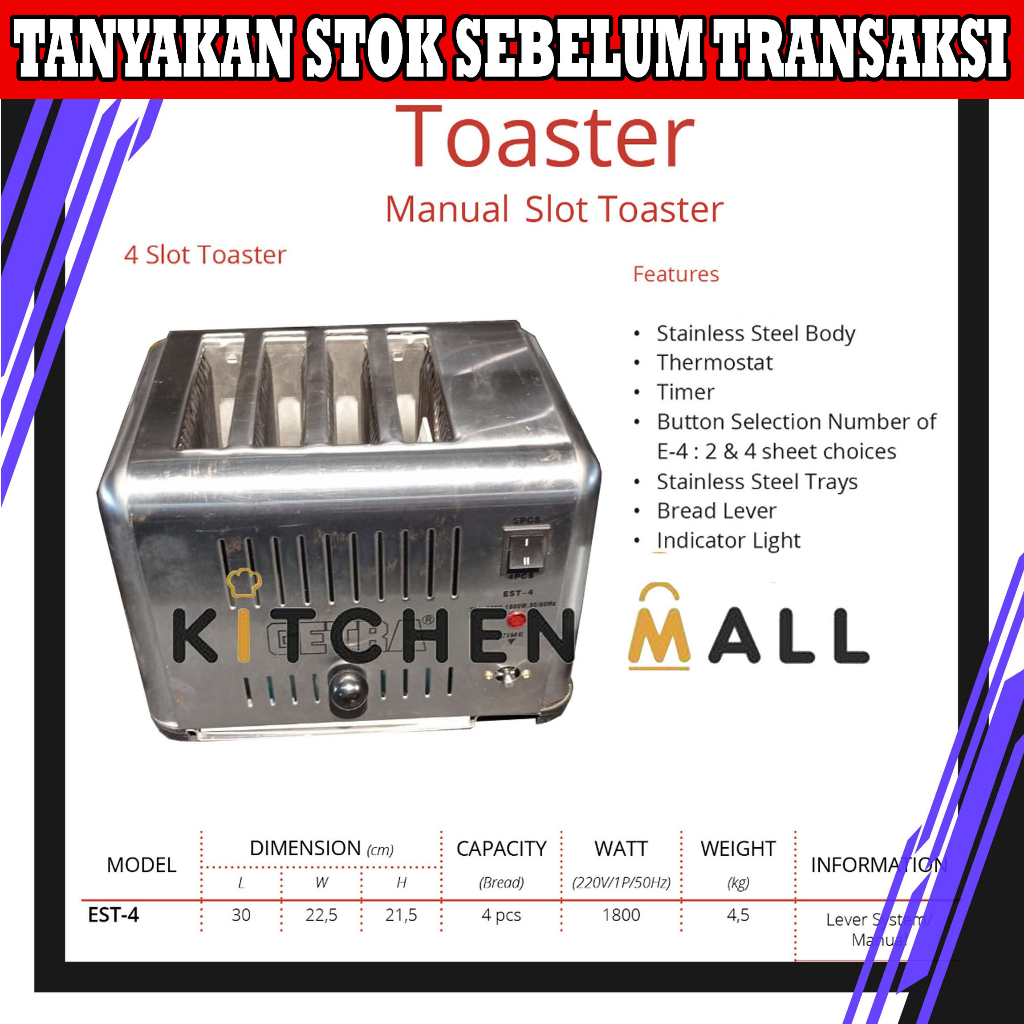 GETRA EST-4 Mesin Pemanggang / Panggangan Roti