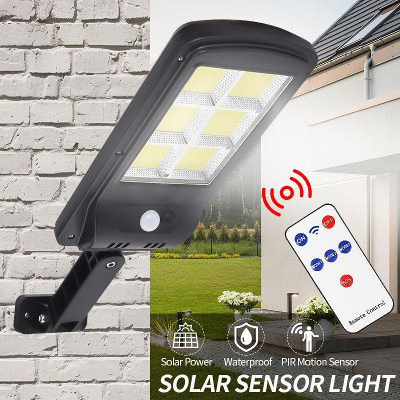 ampu Solar Lampu Tenaga Surya LAMPU JALAN LED Surya Anti Tenaga Air Sensor Gerak + Remote