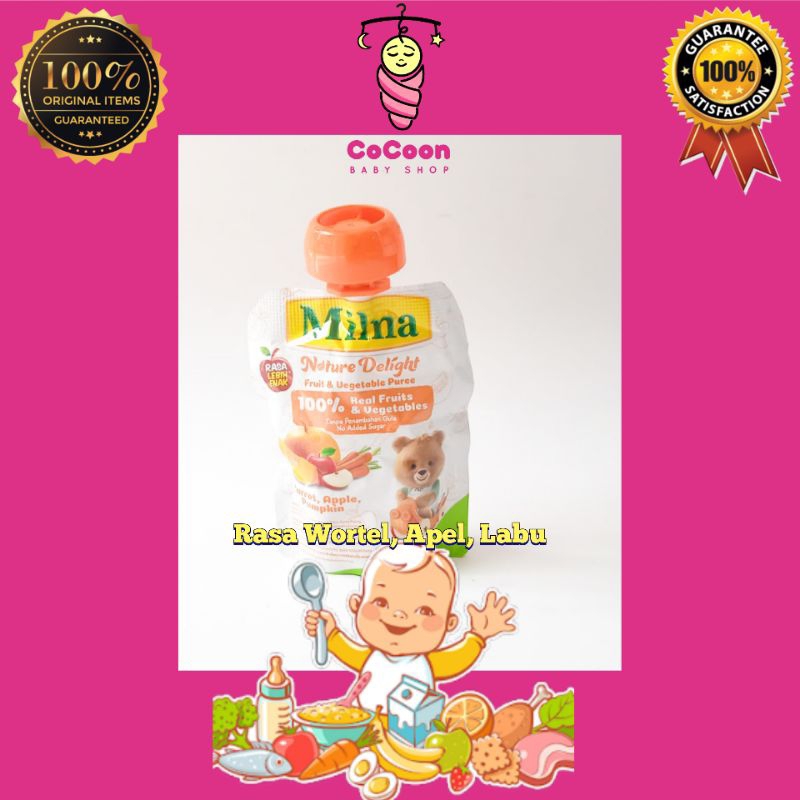 Camilan Snack Buah Bayi Milna Nature Delight Carrot Apple Pumpkin Wortel Apel Labu