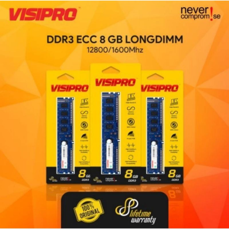 Memori Server 8GB DDR3 ECC 12800/1600MHZ VISIPRO