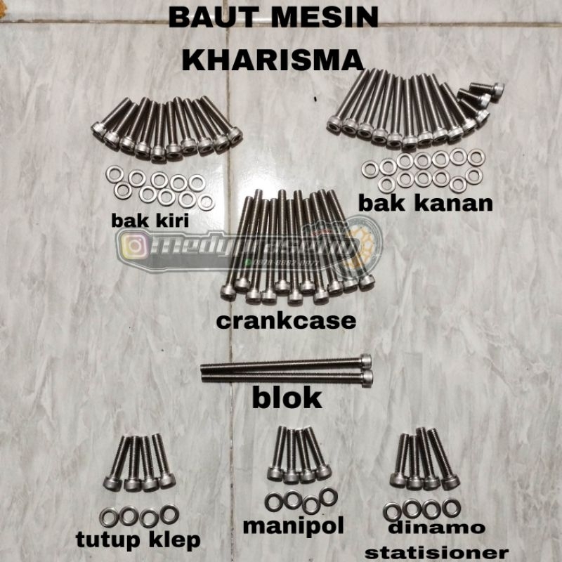 BARU_ BAUT MESIN KIRANA SUPRA X 125 KHARISMA FULL STAINLESS