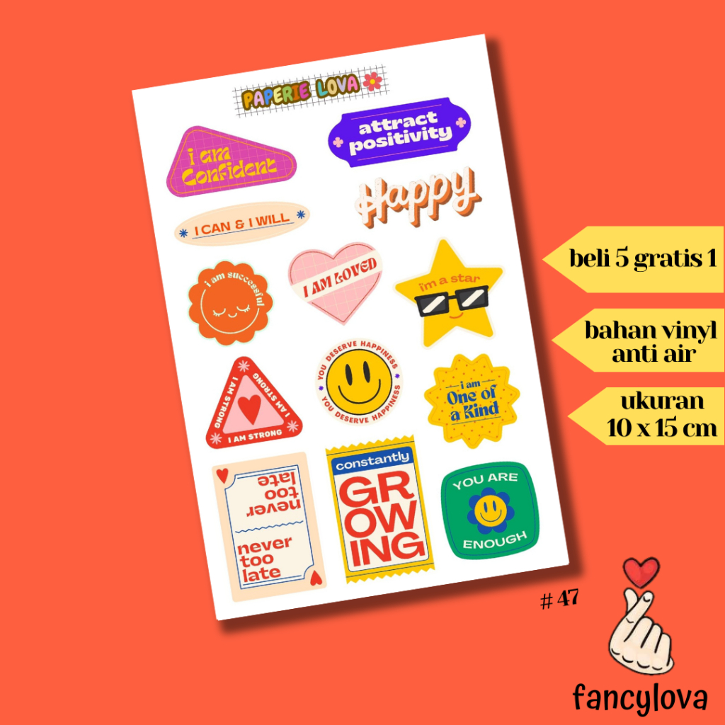 

Stiker Aesthetic Anti Air Vinyl Tumblr Jurnal Scrapbook Sticker Kawaii HP Laptop Positivity Affirmation Sticker Pack #47 Paperielova