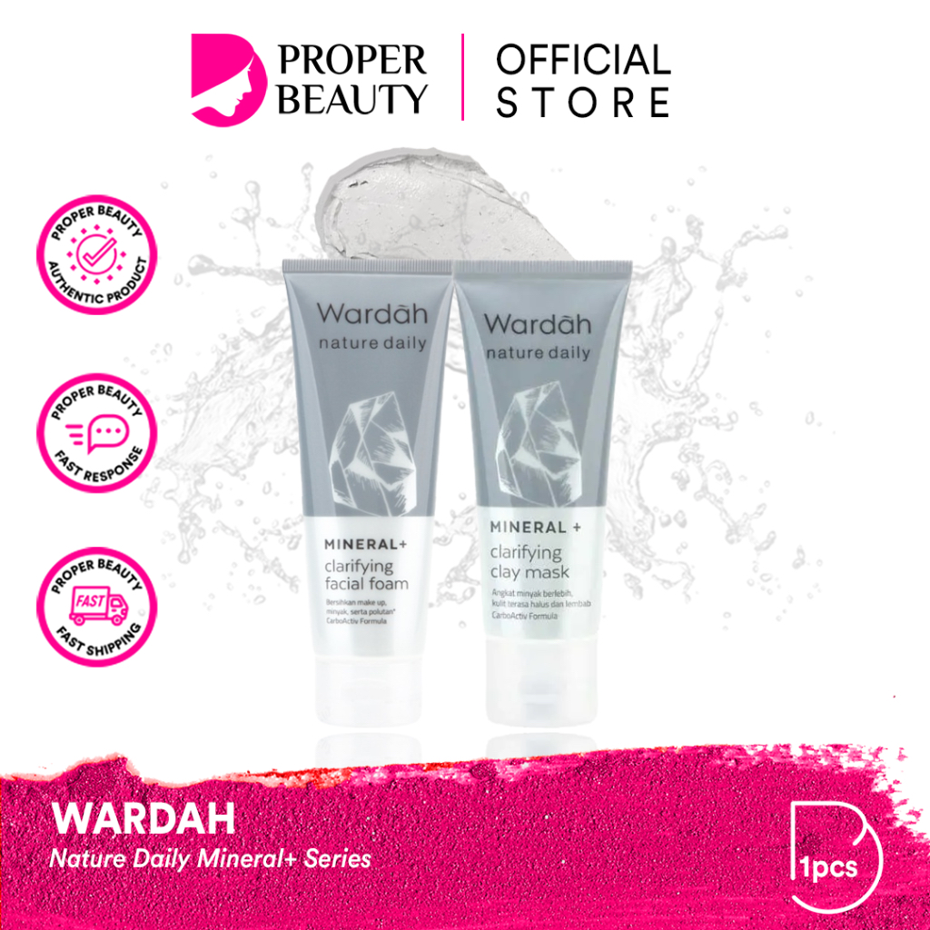 WARDAH Nature Daily Mineral+ Series Indonesia / Clarifying Facial Foam Clay Mask / Mineral CarboActi