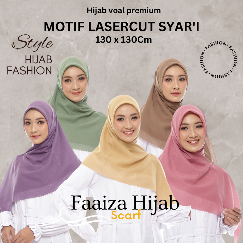 VOAL LASERCUT SYARI KERUDUNG SEGI EMPAT POLOS PREMIUM TERBARU WARNA LENGKAP MAROON/  PRAPUCINO / ARM