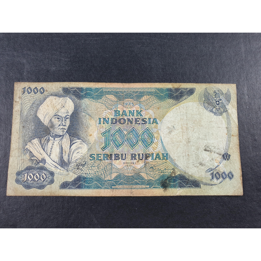 Uang Kuno Indonesia 1000 Rupiah Tahun 1975 F