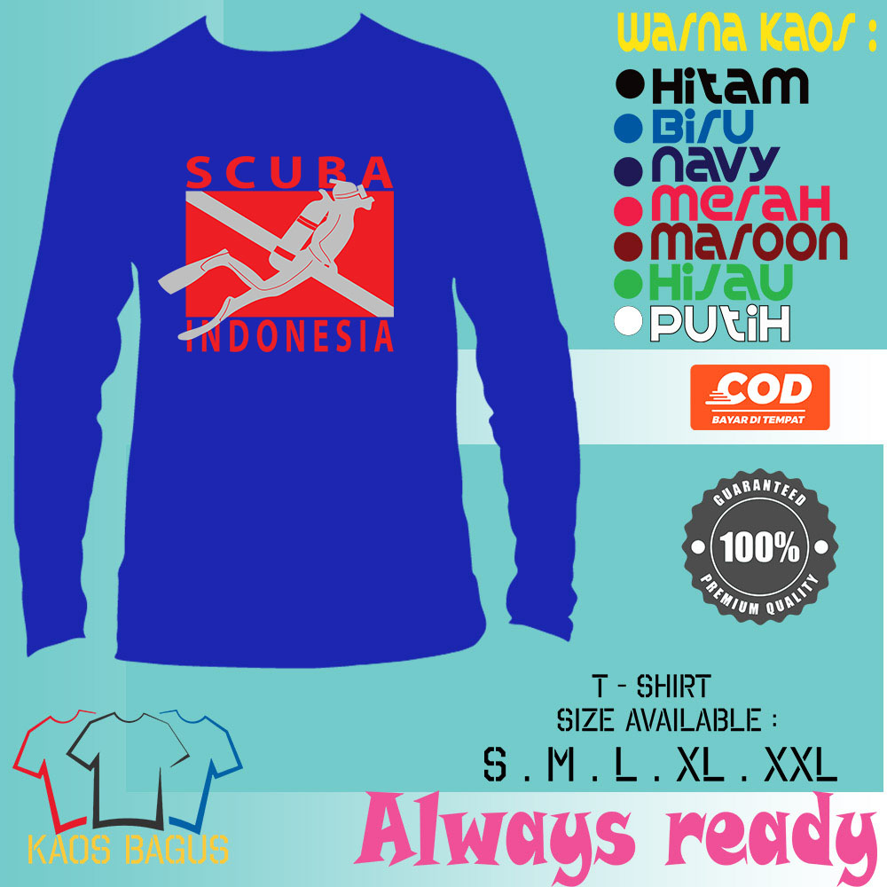 Kaos Baju Lengan Panjang Scuba Diving Indonesia Baju Kaos Pria Wanita Terlaris Murah
