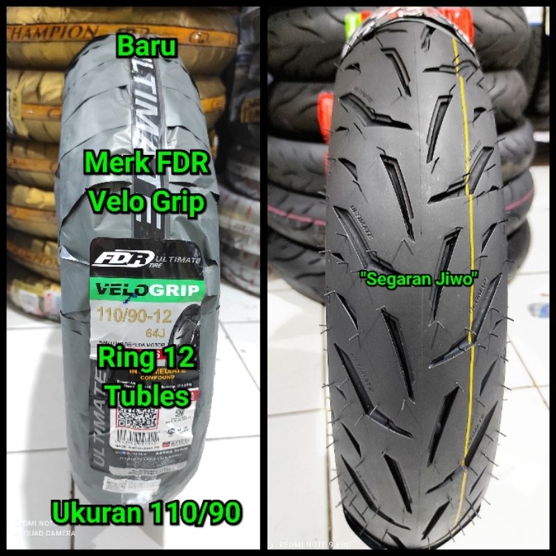 Ban Tubles motor matic ring 12 ukuran 110/90 merk FDR velo grip ban belakang honda scoopy