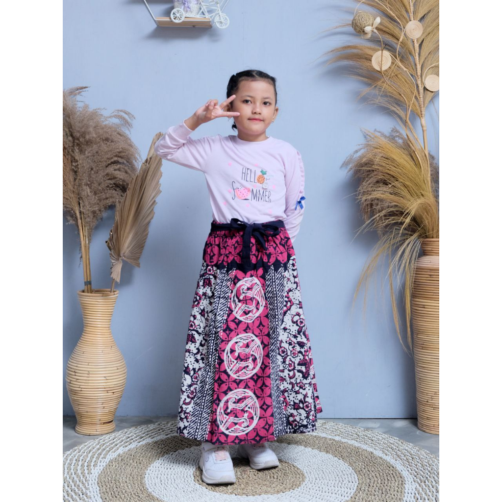Rok Anak Batik Payung Jumbo Panjang Lebar Bawahan Batik Cap Premium Sogan Modern Klasik