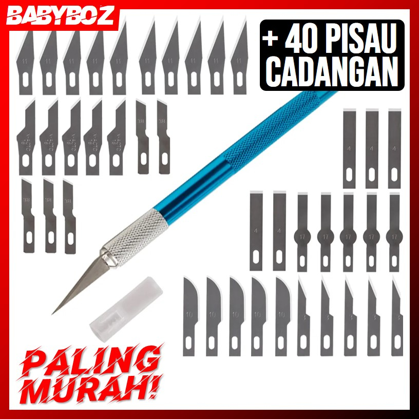 

BABYBOZ - PISAU + 40PCS BLADE PISAU KERAJINAN ART CUTTING KNIFE DIY KULIT PCB ELEKTRONIK HOBI KESENIAN POTONG STIKER UKIRAN
