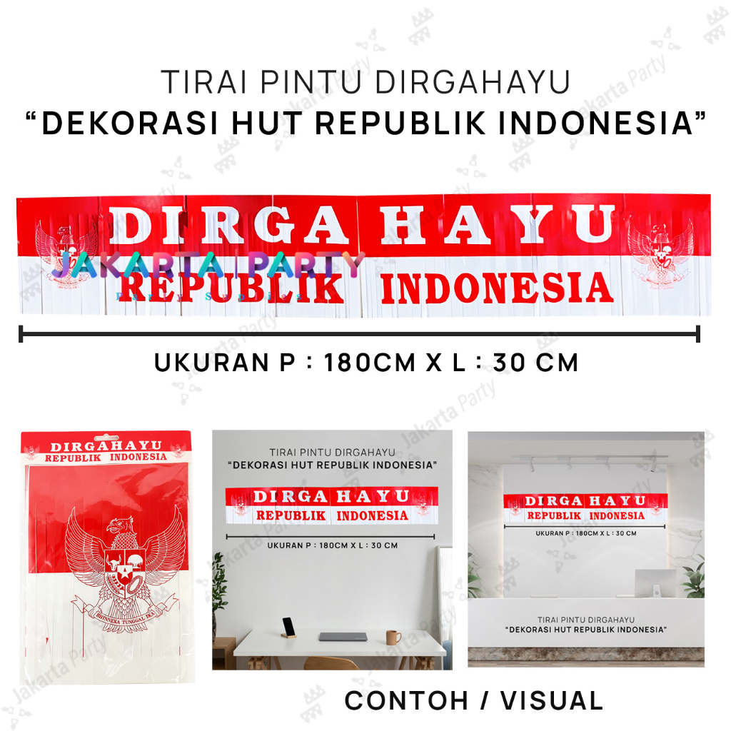 Tirai pintu Dirgahayu RI / Garland Dirgahayu RI / Hiasan 17 Agustus / HUT RI