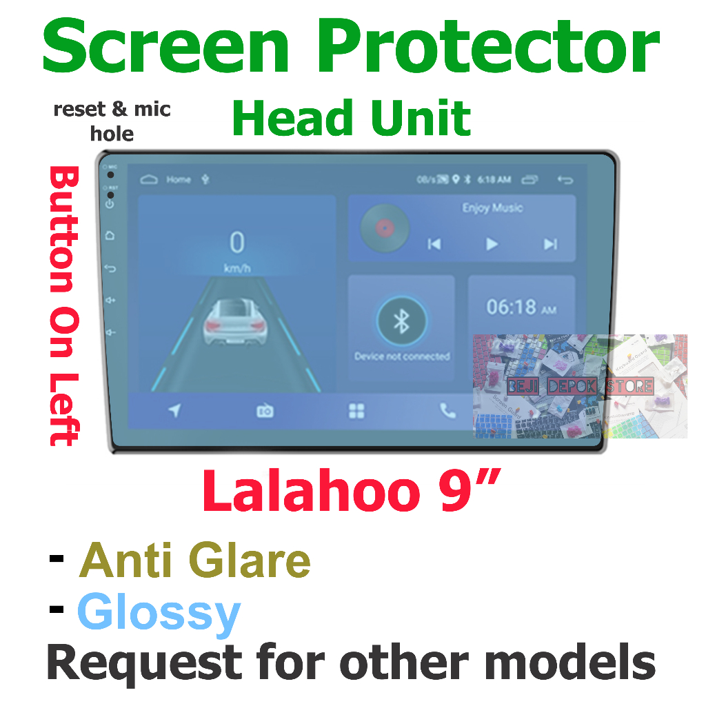 Lalahoo Head unit Android 9" inch Screen Protector Guard Left Button