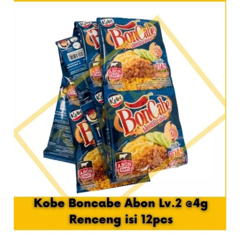 

KOBE Bon cabe rasa ABON SAPI level 2 RENCENG isi 12x4 gram