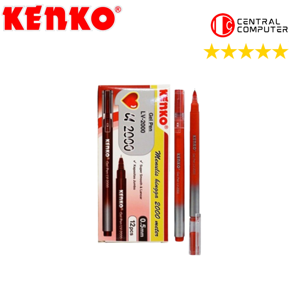 

KENKO GEL PEN | PEN GEL | PEN TINTA GEL | PULPEN GEL LV-2000 | Merah | 1 Lusin