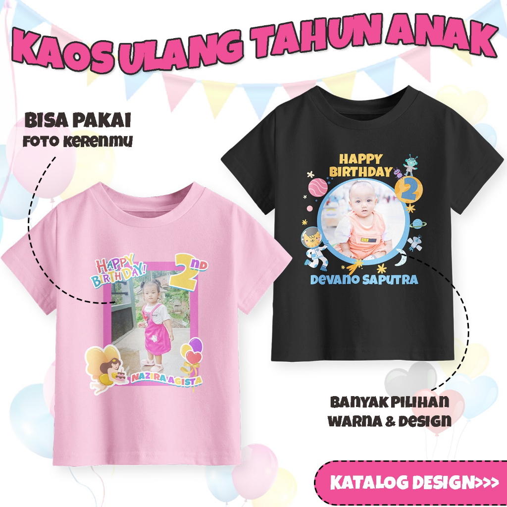 Kaos Custom Ulang Tahun Couple Keluarga Anak Dewasa Desain Custom Foto
