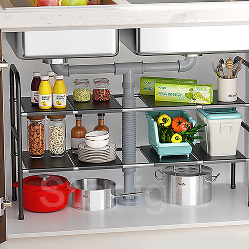 Starlight Rak Panci Bawah Wastafel Rak Kolong Kitchen Set Rak Penyimpanan Dapur Serbaguna Rak Bawah 