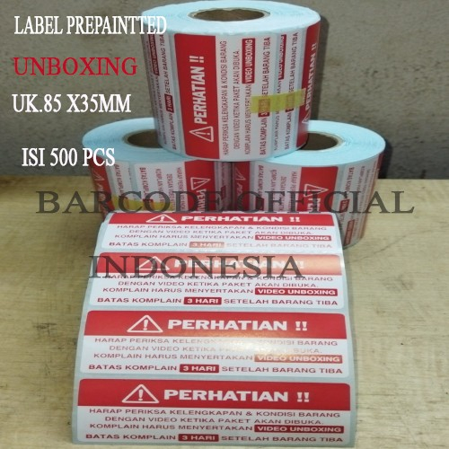 

LABEL PREPAINTED UNBOXING UKURAN 85 X 35