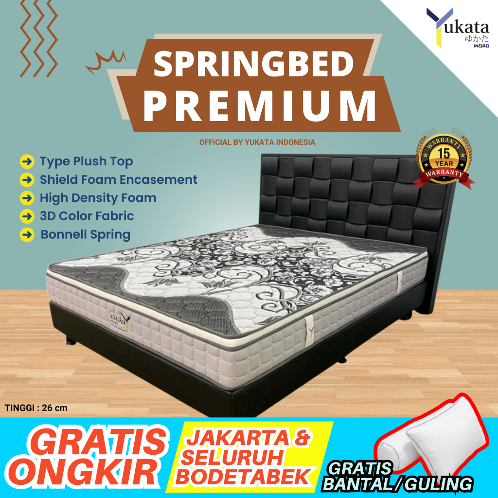 PREMIUM SPRING BED SPRINGBED INOAC YUKATA 100% ORIGINAL [TEBAL 26 CM] MATRAS KASUR SPRINGBED SPRING 