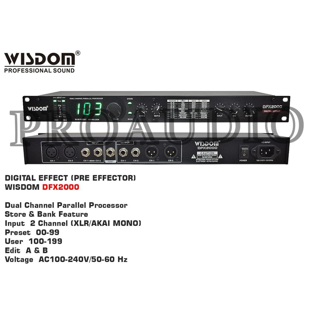 Efek Wisdom DFX2000 Digital Efek Vokal Wisdom DFX-2000 DFX 2000 Original