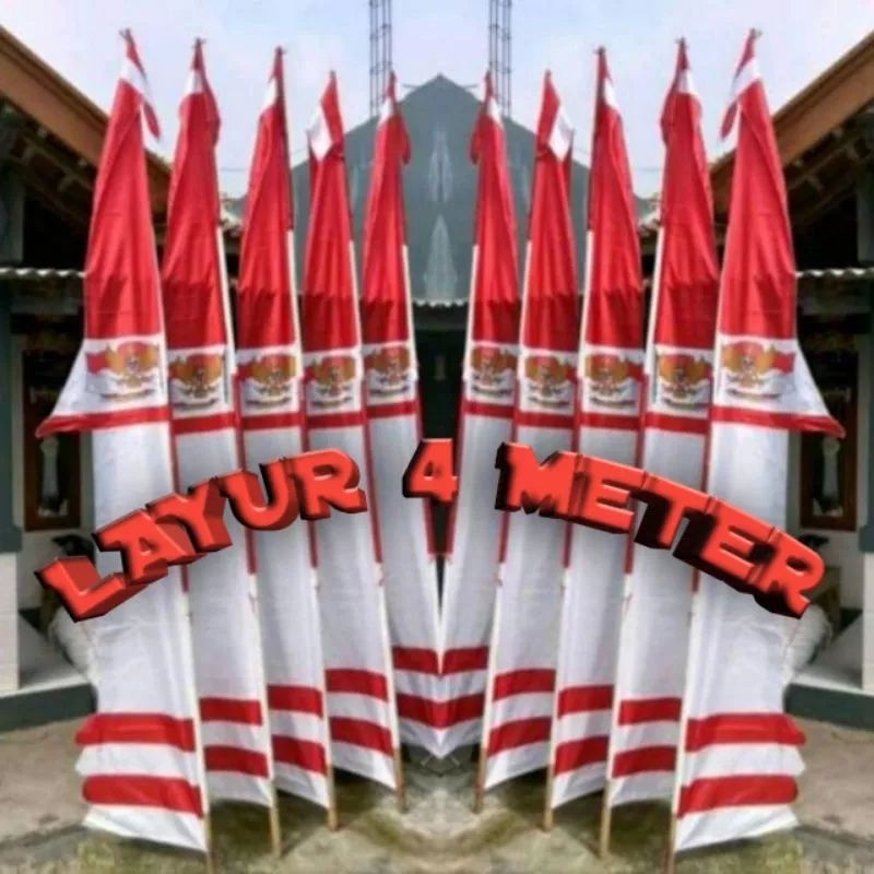 Umbul Umbul Layur Merah Putih Garuda /Bendera merah putih/Umbul Umbul Merah Putih 4m