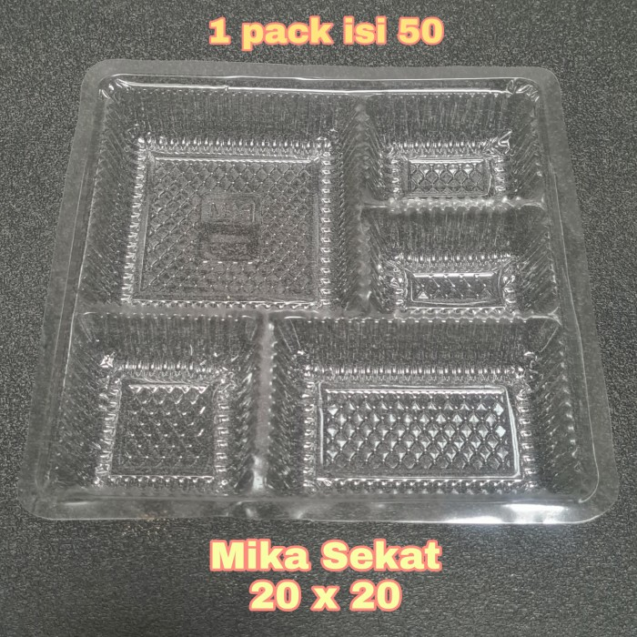 Tray Mika Dus Nasi 20 x 20 / Mika Sekat 20x20 Untuk Dus Nasi Kotak isi 50 pcs