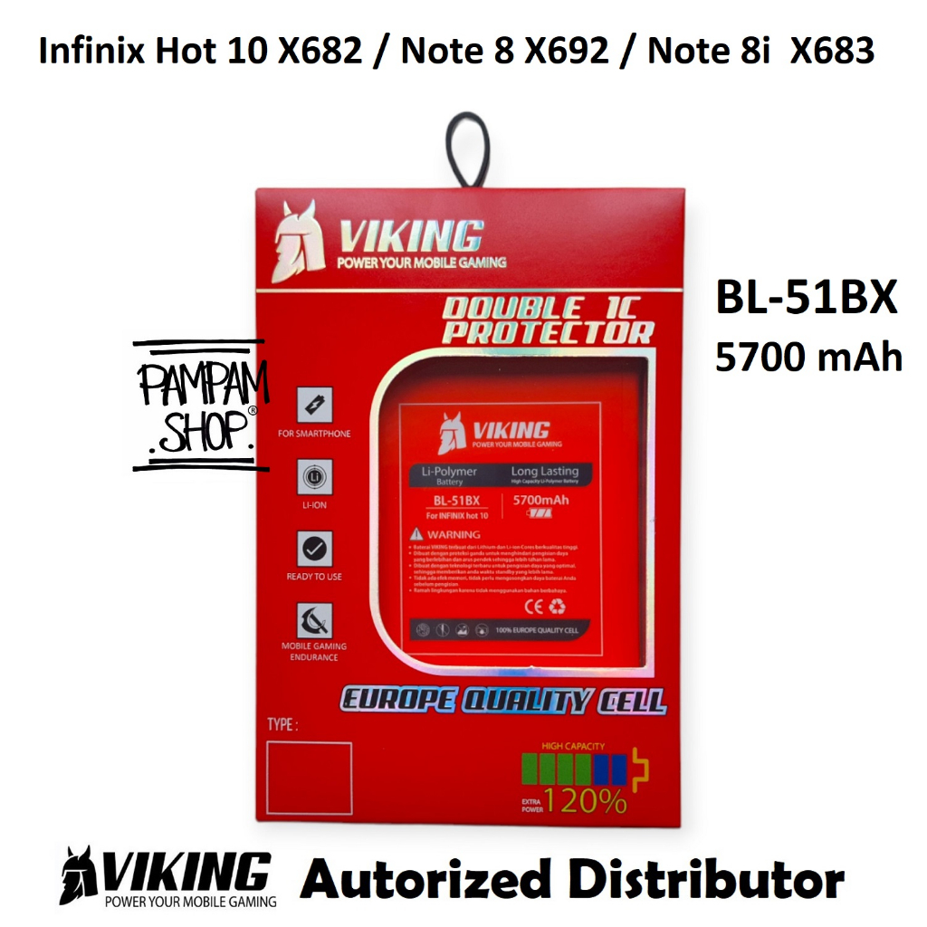 Baterai VIKING Double Power Original BL-51BX Infinix Hot 10 X682 Note 8 8i X692 X683 Hot 11 X662 BL5