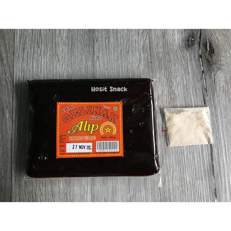 

Gelinak Bangka Cap Alip 250gr / Dodol Gelinak Bumbu Pedes Asli Bangka