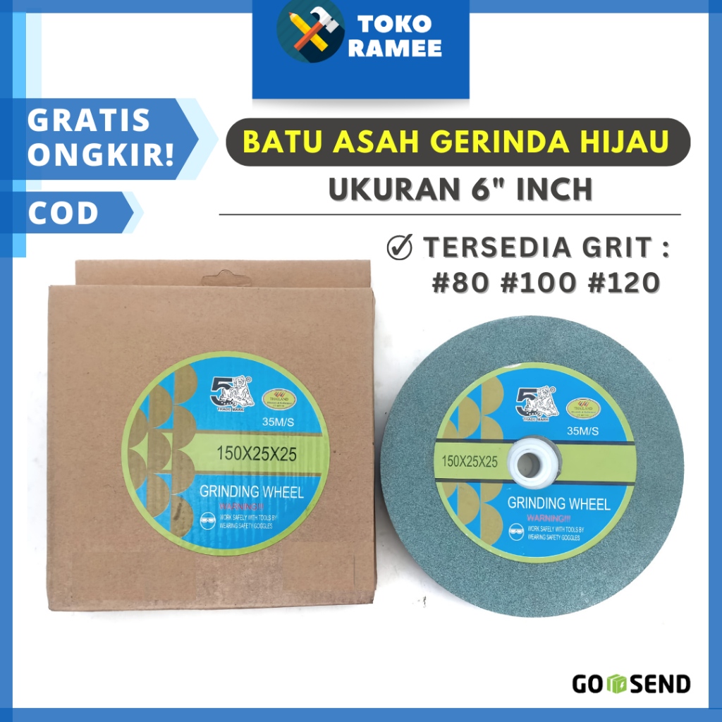 Batu Poles Asah Gerinda Gurinda Grenda Duduk Hijau 6" / 6 Inch Casal Grit 80 100 120 Harga Satuan Pe
