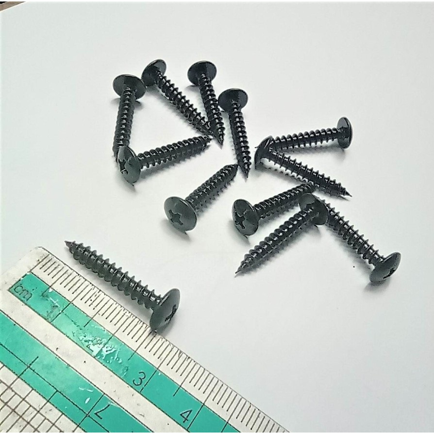 (100 pcs) Sekrup M4x25 / #8x1'' TS TSAT TSAB PT 2,5cm Hitam Speaker