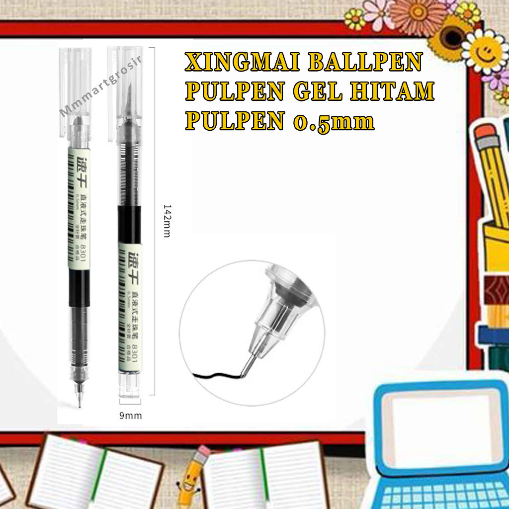 

Xingmai Ballpen / Pulpen Gel Hitam / Pulpen 0.5mm / Pen 8301