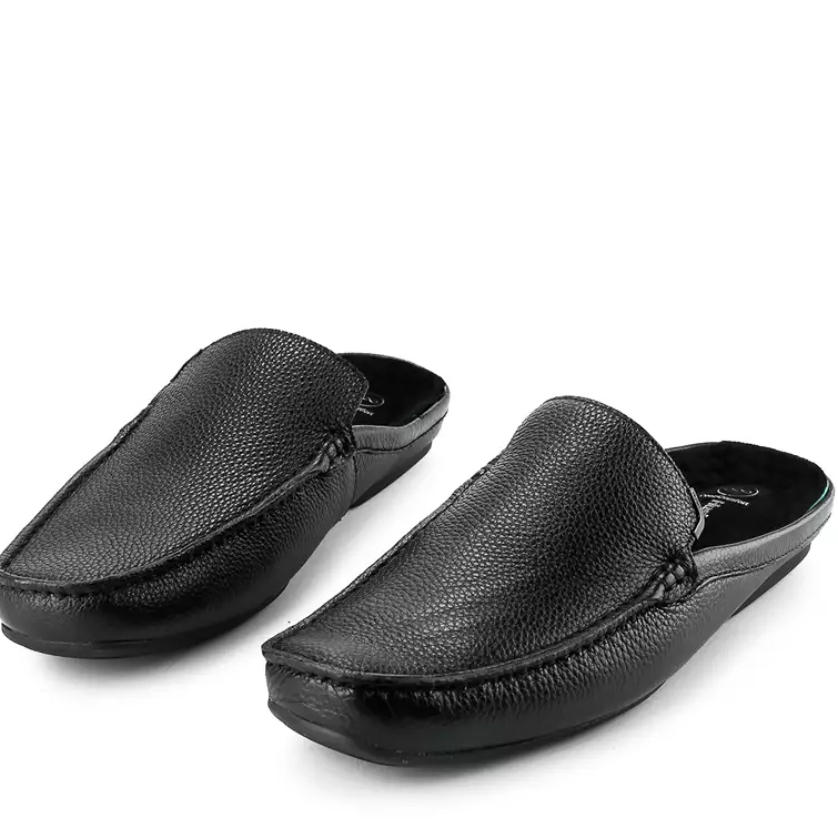 HM333 HUSH PUPPIES SEPATU SANDAL PRIA ORIGINAL SENDAL SLIP ON KULIT ASLI ORI HITAM BLACK