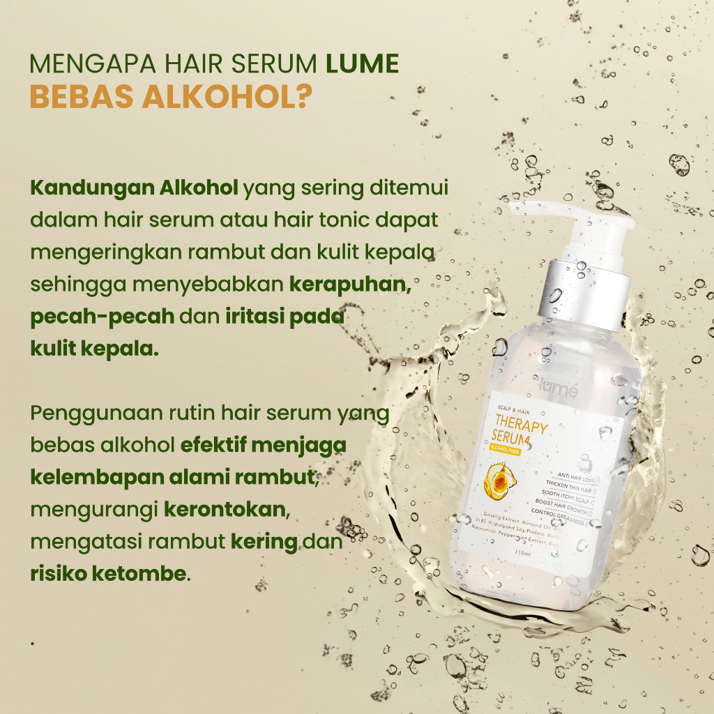 (Free Emas) LUME Scalp Hair Therapy Serum Grow Tonic NON PARABEN Anti Rontok Rambut Bercabang Ketombe Kering LUMECOLORS