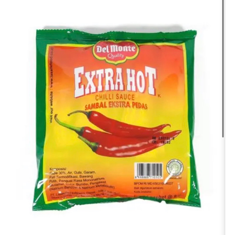 

DELMONTE SAUS CHILLI EXTRA HOT SACHET 24x9 GRAM