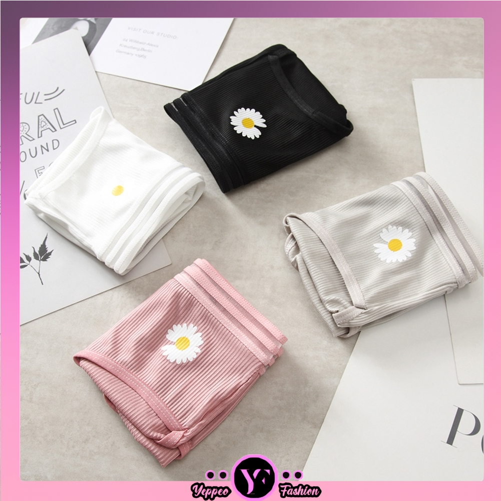 •YF• CD693 Celana dalam wanita One Piece Motif bunga daisy Sutra Briefs Elastis Seamless Mid Waist