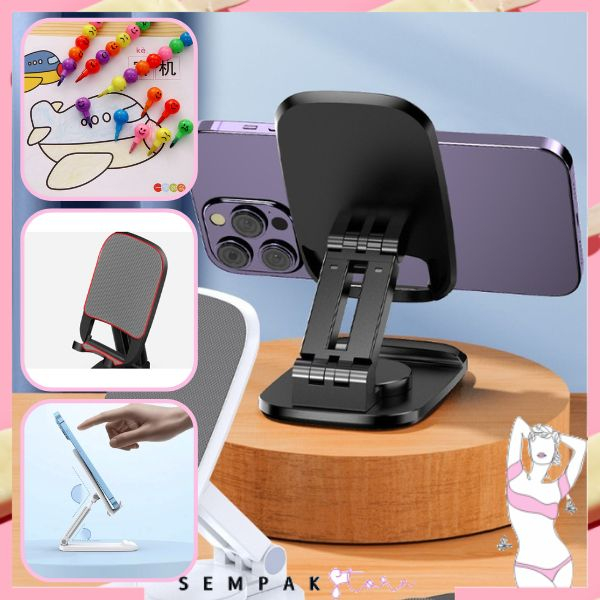 SS Phone Holder HP Lipat 360° Universal Liftable Tablet Mobile Phone Stand Holder Rotatable Dudukan Handphone Tablet Adjusstable Import