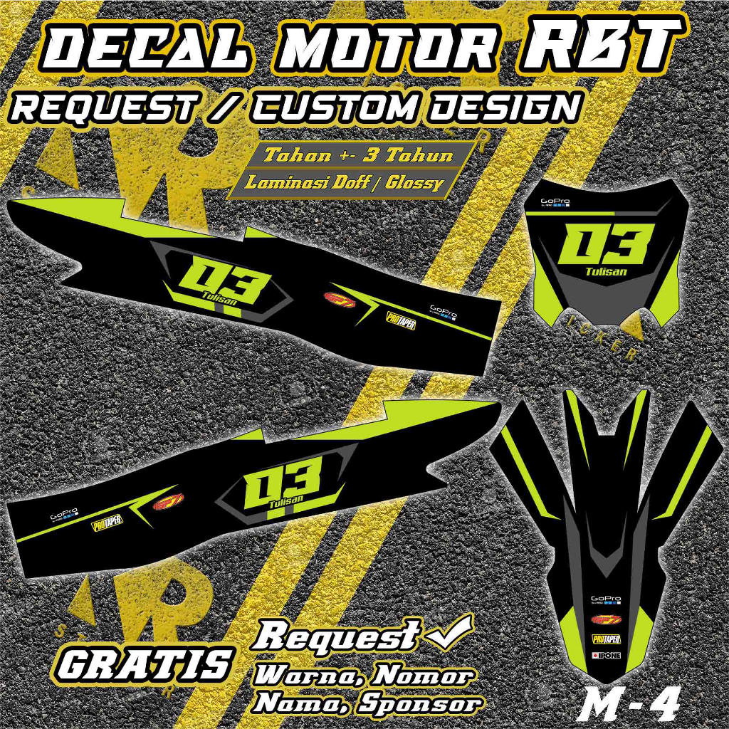 Stiker Decal Motor RBT sticker motor bebek trail Custom Desain | M4 | KR Sticker
