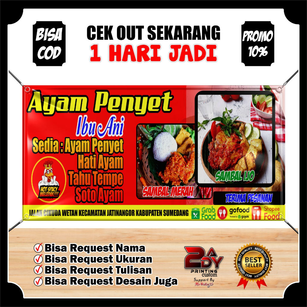 Spanduk Ayam Penyet Banner Ayam Penyet Berkualitas Custom Design