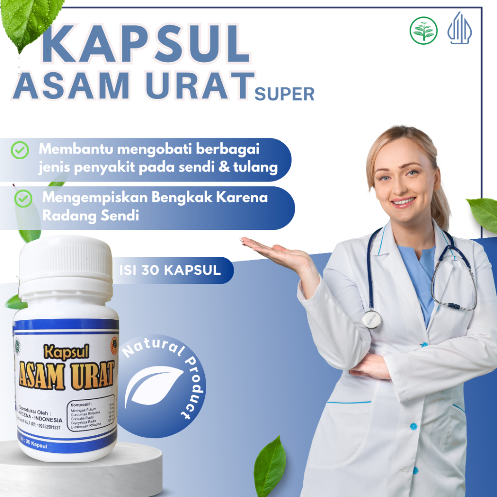 KAPSUL ASAM URAT SUPER ASLI ORIGINAL OBAT UNTUK NYERI SENDI REMATIK ASAM URAT HERBAL 100%
