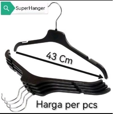 HANGER PLASTIK / GANTUNGAN BAJU DISTRO 282 HITAM / HANGER KOAS DISTRO ( ISI 12PCS) Hanger baju  Dewa