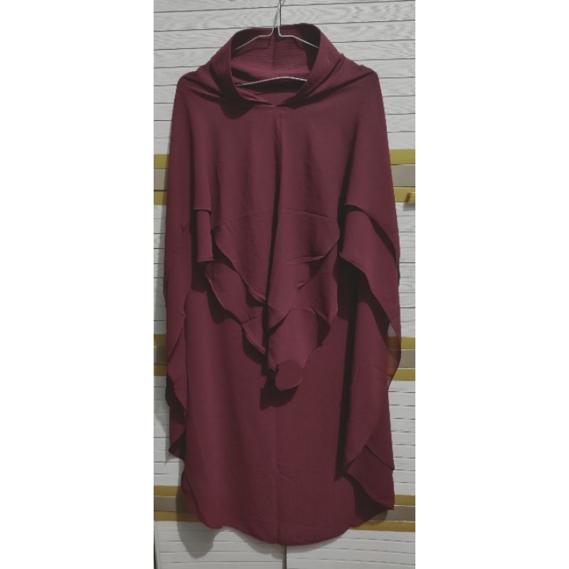khimar ceruty babydoll XXL 2 layer maroon soft pad