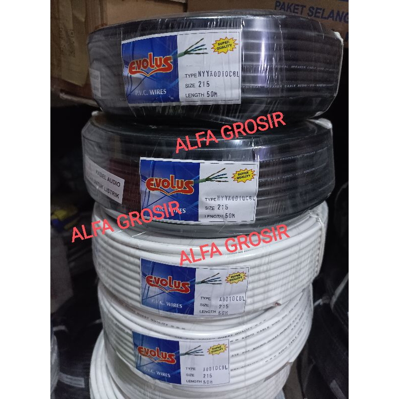 50 METER KABEL LISTRIK SERABUT 2x1.5 mm / KABEL RAMBUT 2X1.5 / KABEL LISTRIK